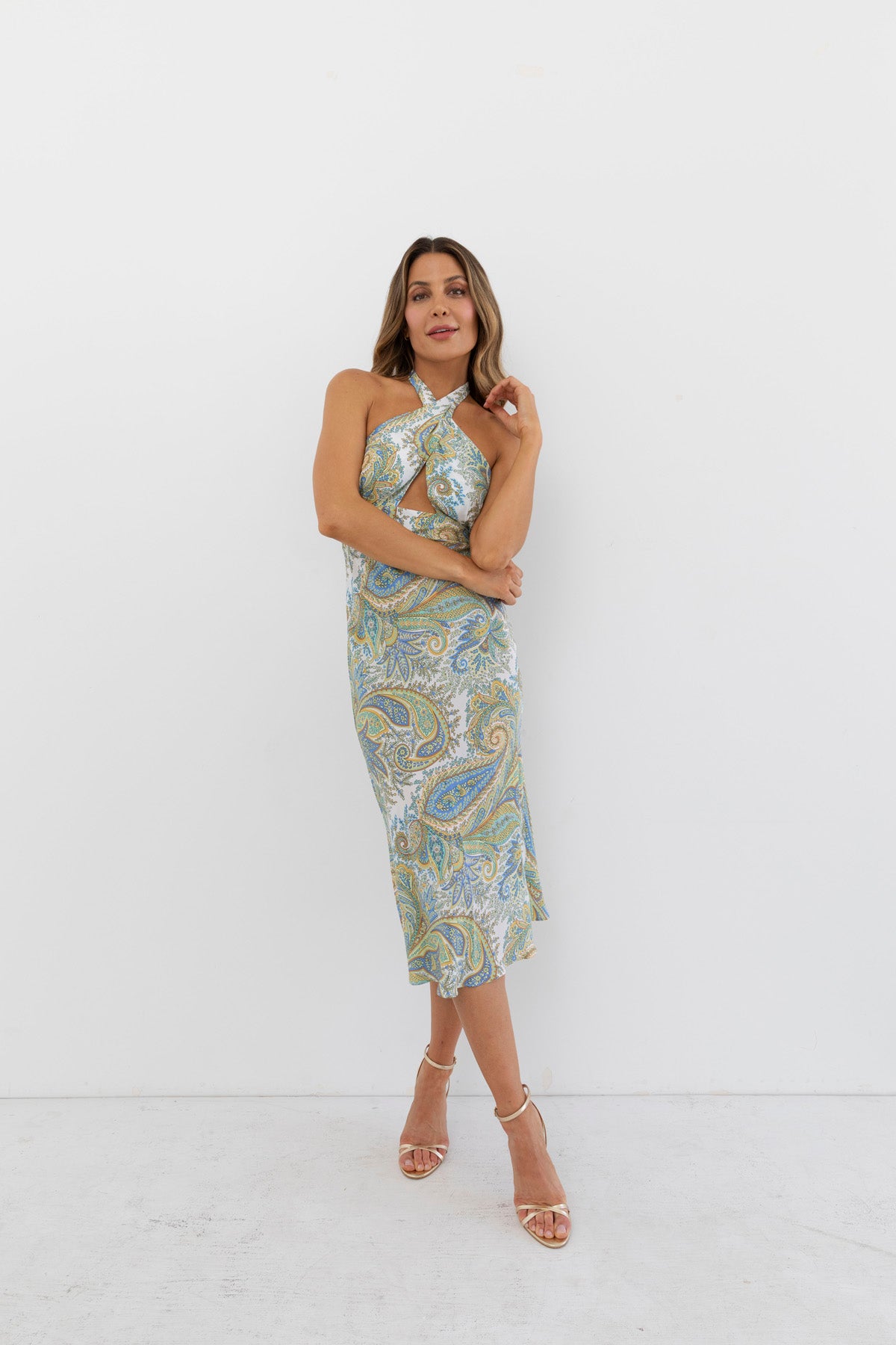 Lotusland Cross Front Midi Dress