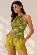 Scarf Top in Sage Green Mulberry Silk