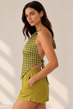 Scarf Top in Sage Green Mulberry Silk