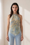 Scarf Top in Coastal Paisley Silk Crepe de Chine