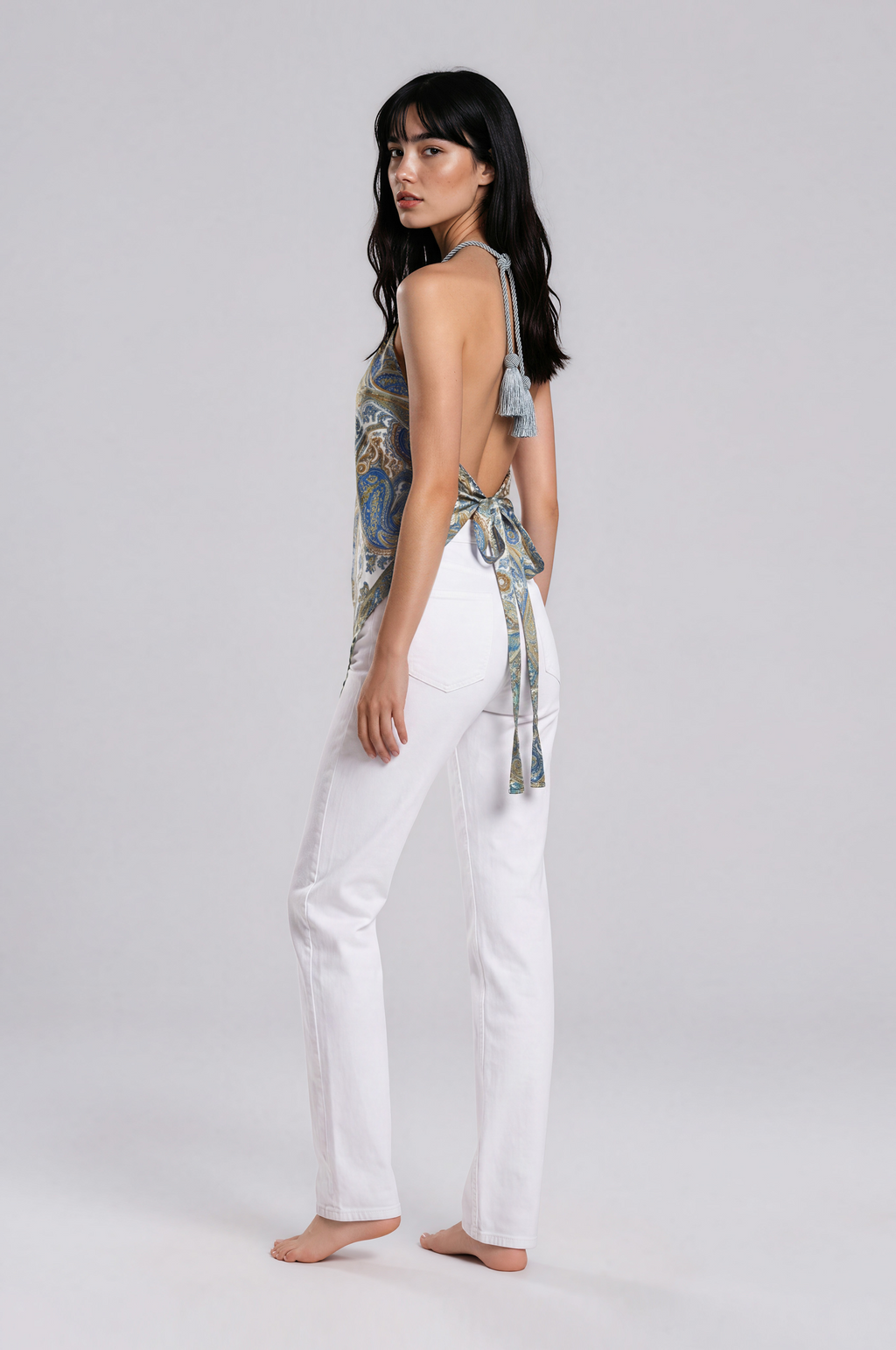 Scarf Top in Coastal Paisley Double Crepe Silk