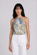 Scarf Top in Coastal Paisley Double Crepe Silk