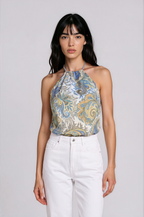 Scarf Top in Coastal Paisley Double Crepe Silk