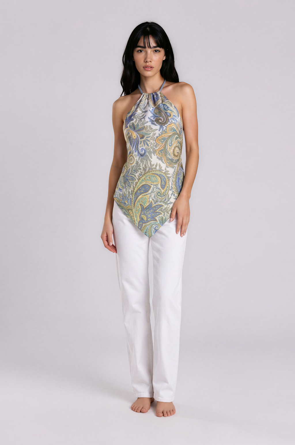Scarf Top in Coastal Paisley Double Crepe Silk