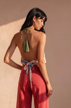 Scarf Top in Paint Splatter Crepe Silk de Chine