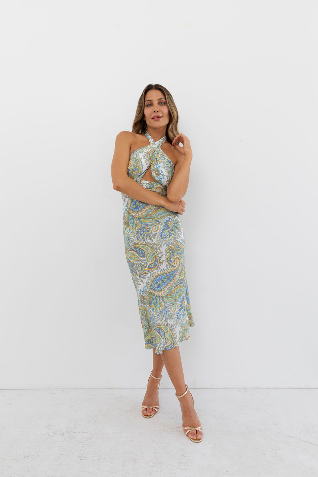 Lotusland Cross Front Midi Dress