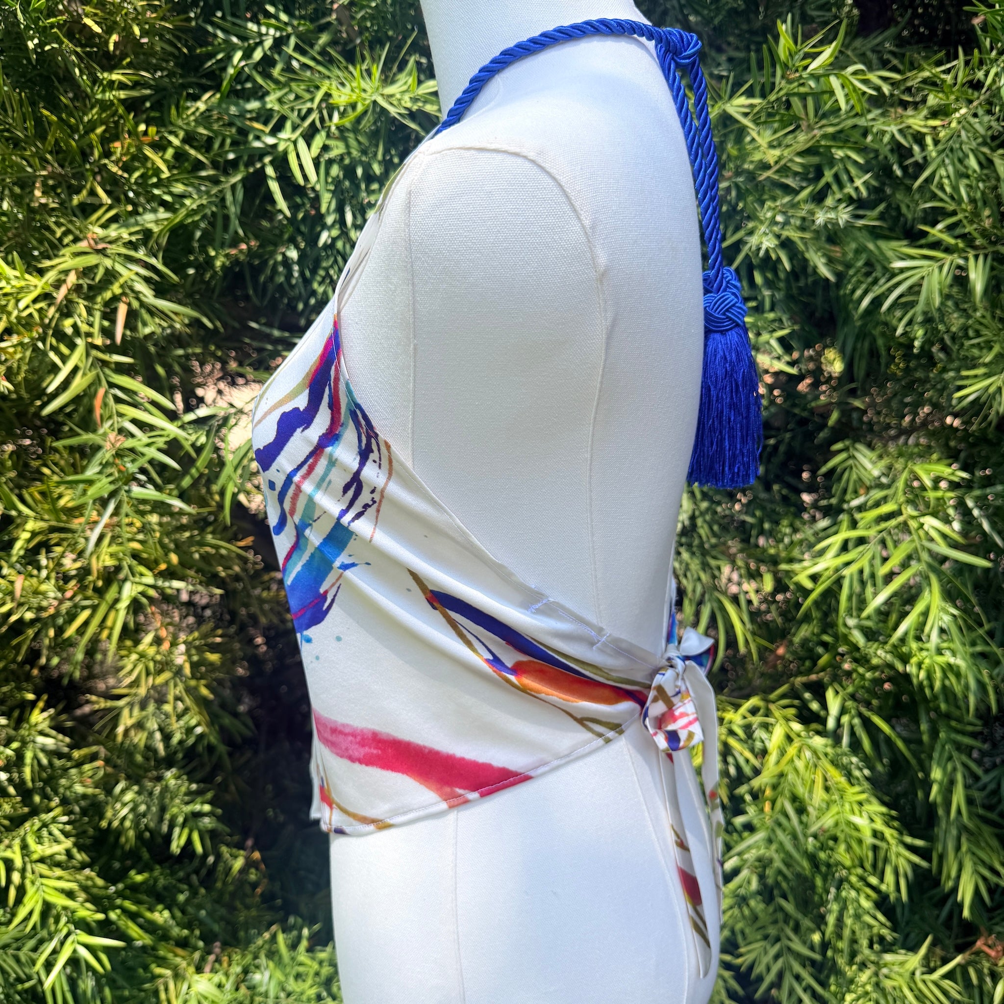 Scarf Top in Paint Splatter Silk Charmeuse
