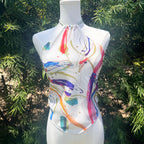 Scarf Top in Paint Splatter Crepe Silk de Chine