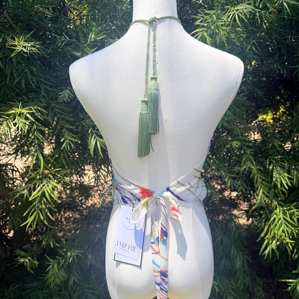 Scarf Top in Paint Splatter Crepe Silk de Chine
