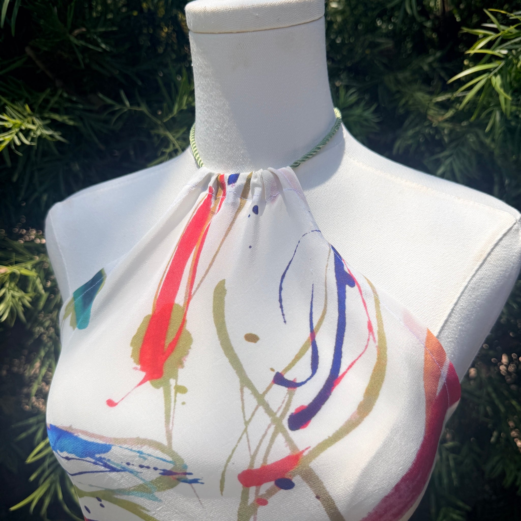 Scarf Top in Paint Splatter Crepe Silk de Chine