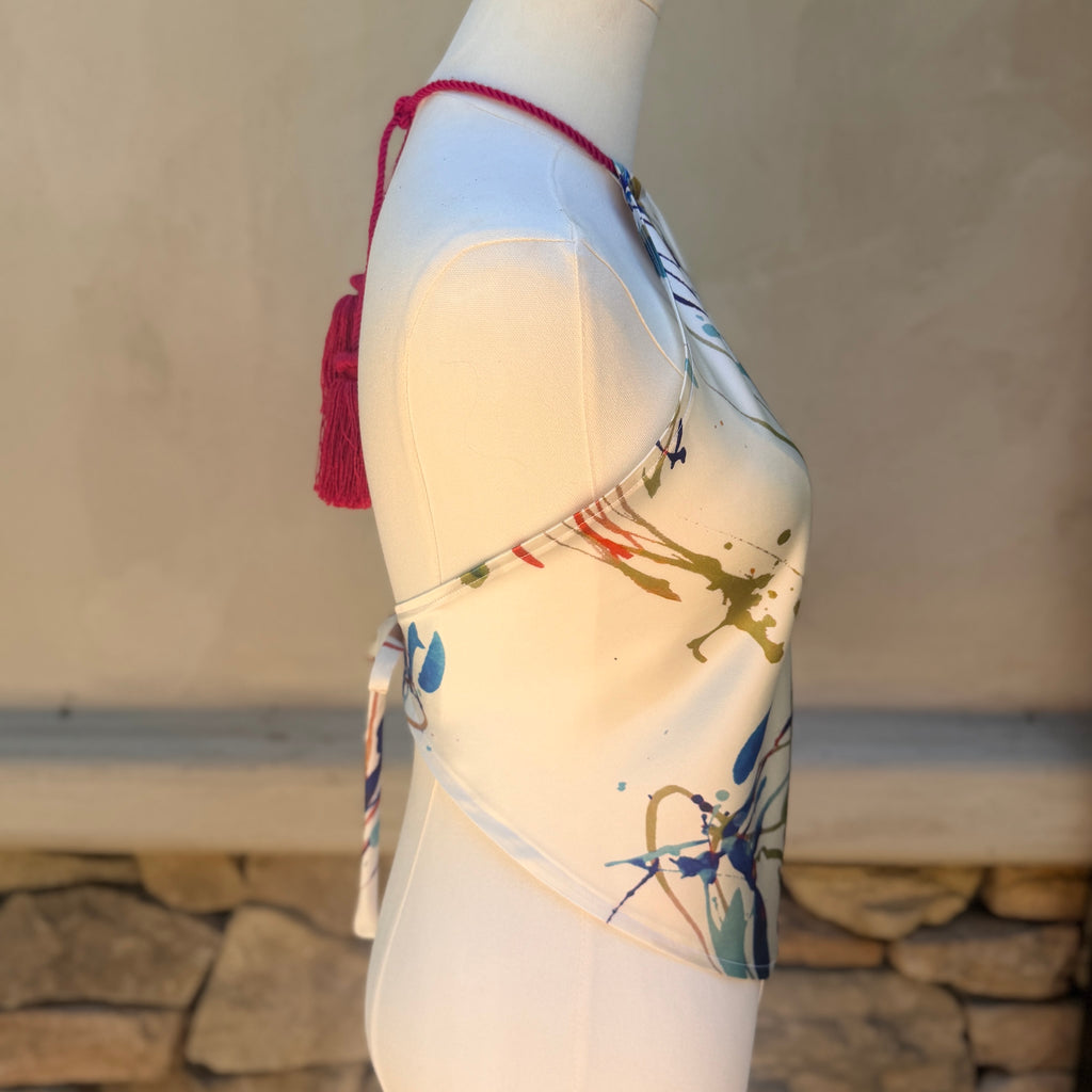 Scarf Top in Paint Splatter Silk Charmeuse