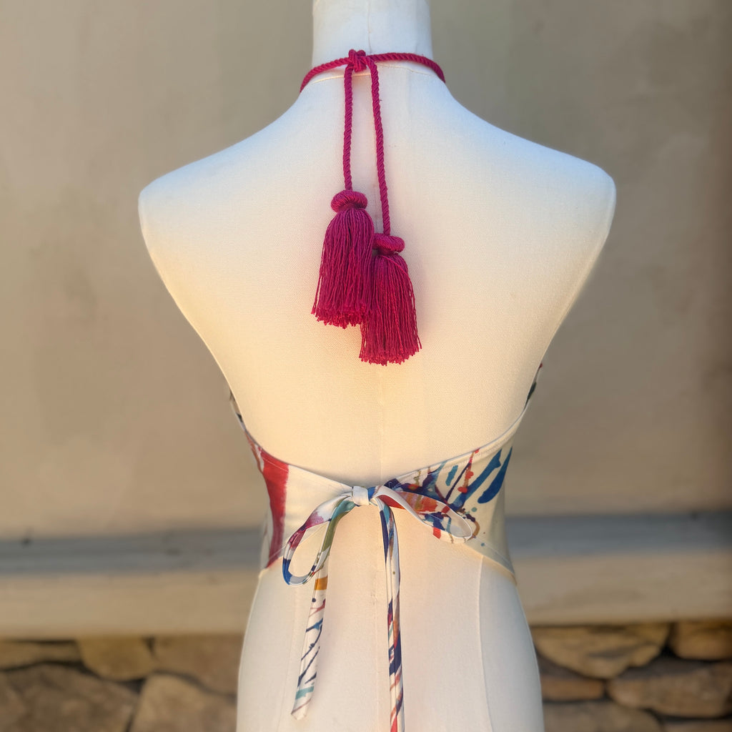 Scarf Top in Paint Splatter Silk Charmeuse
