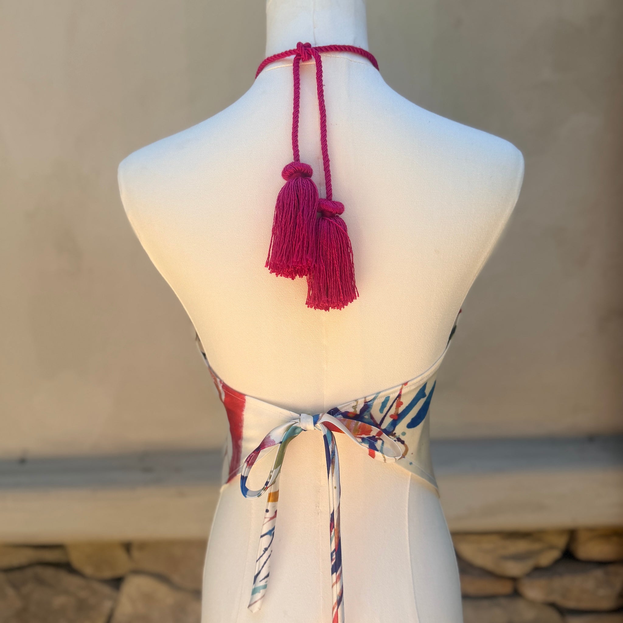 Scarf Top in Paint Splatter Silk Charmeuse