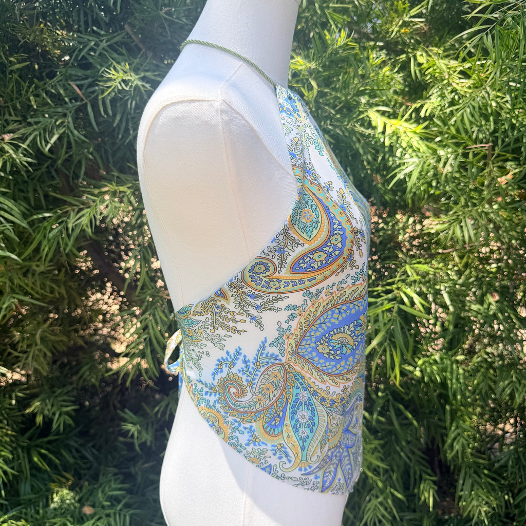 Scarf Top in Coastal Paisley Silk Crepe de Chine
