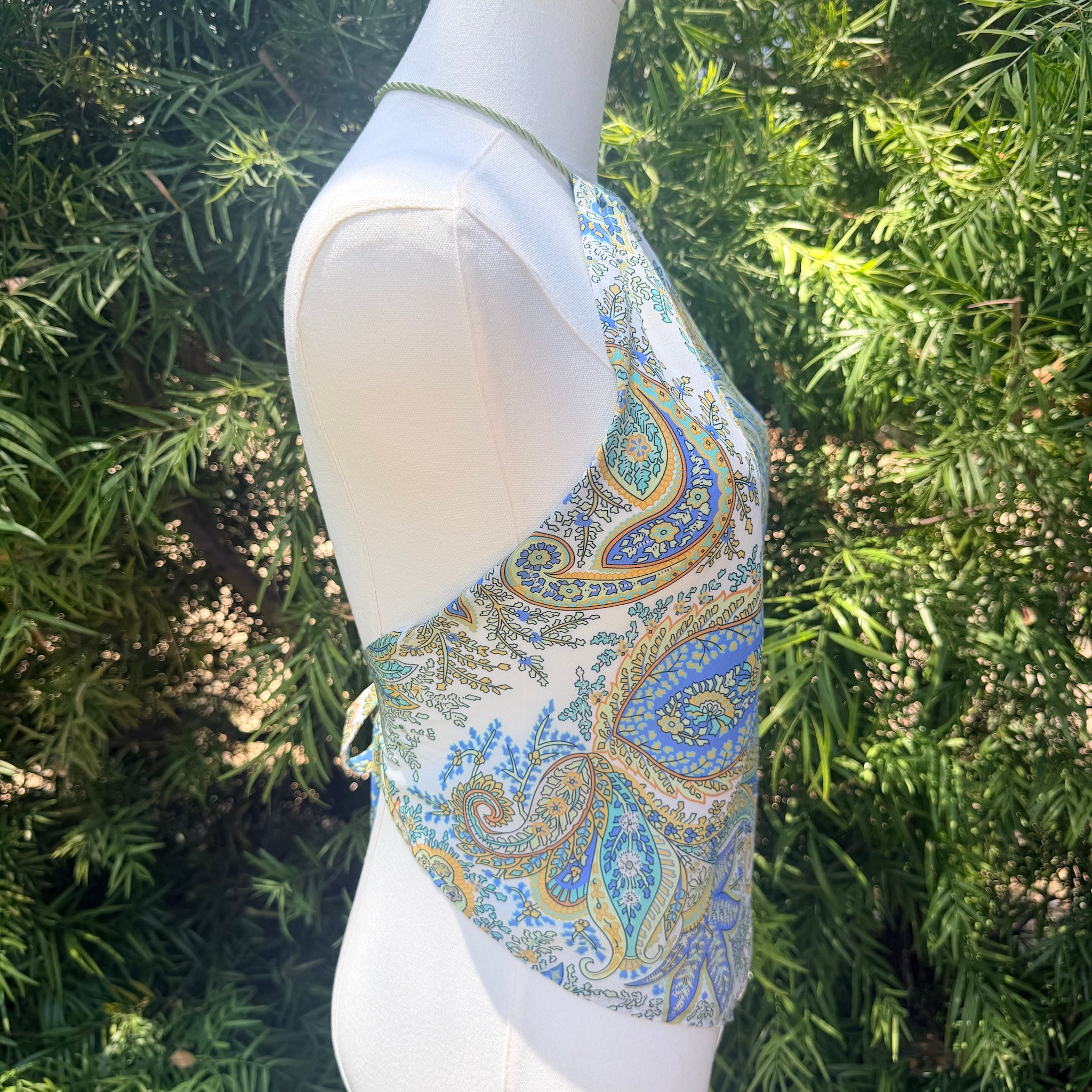 Scarf Top in Coastal Paisley Silk Crepe de Chine