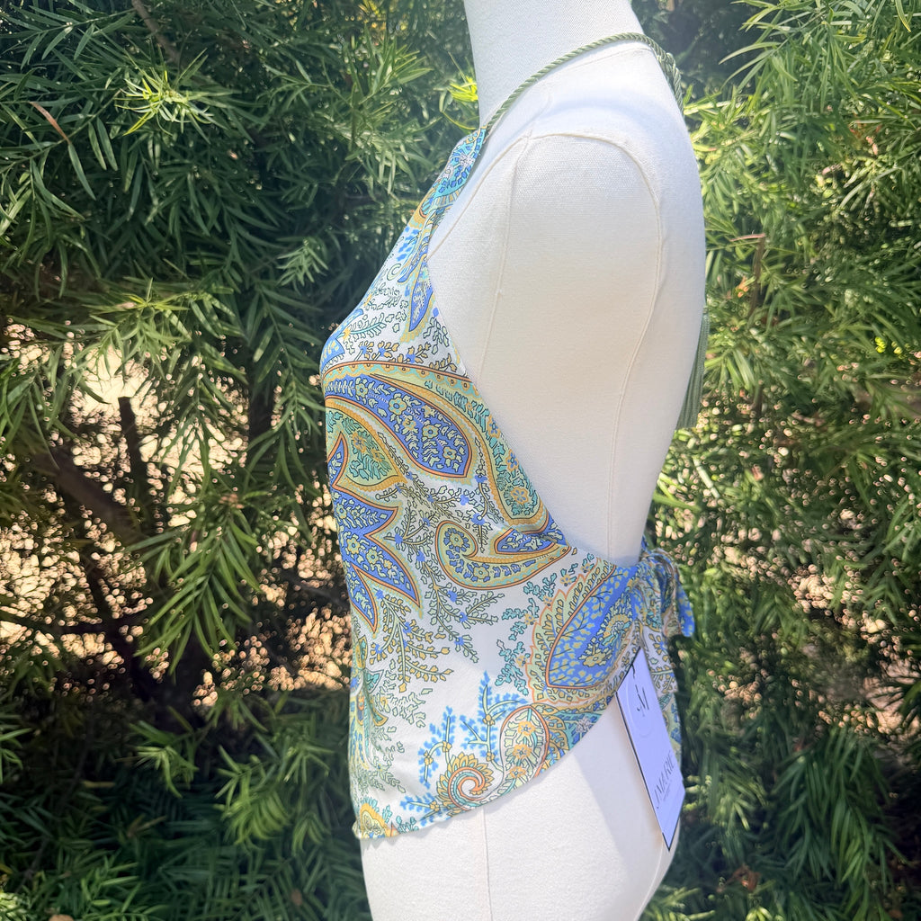 Scarf Top in Coastal Paisley Silk Crepe de Chine