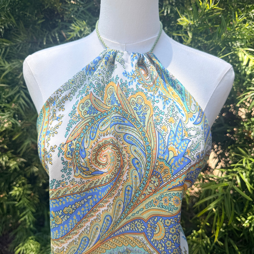 Scarf Top in Coastal Paisley Silk Crepe de Chine