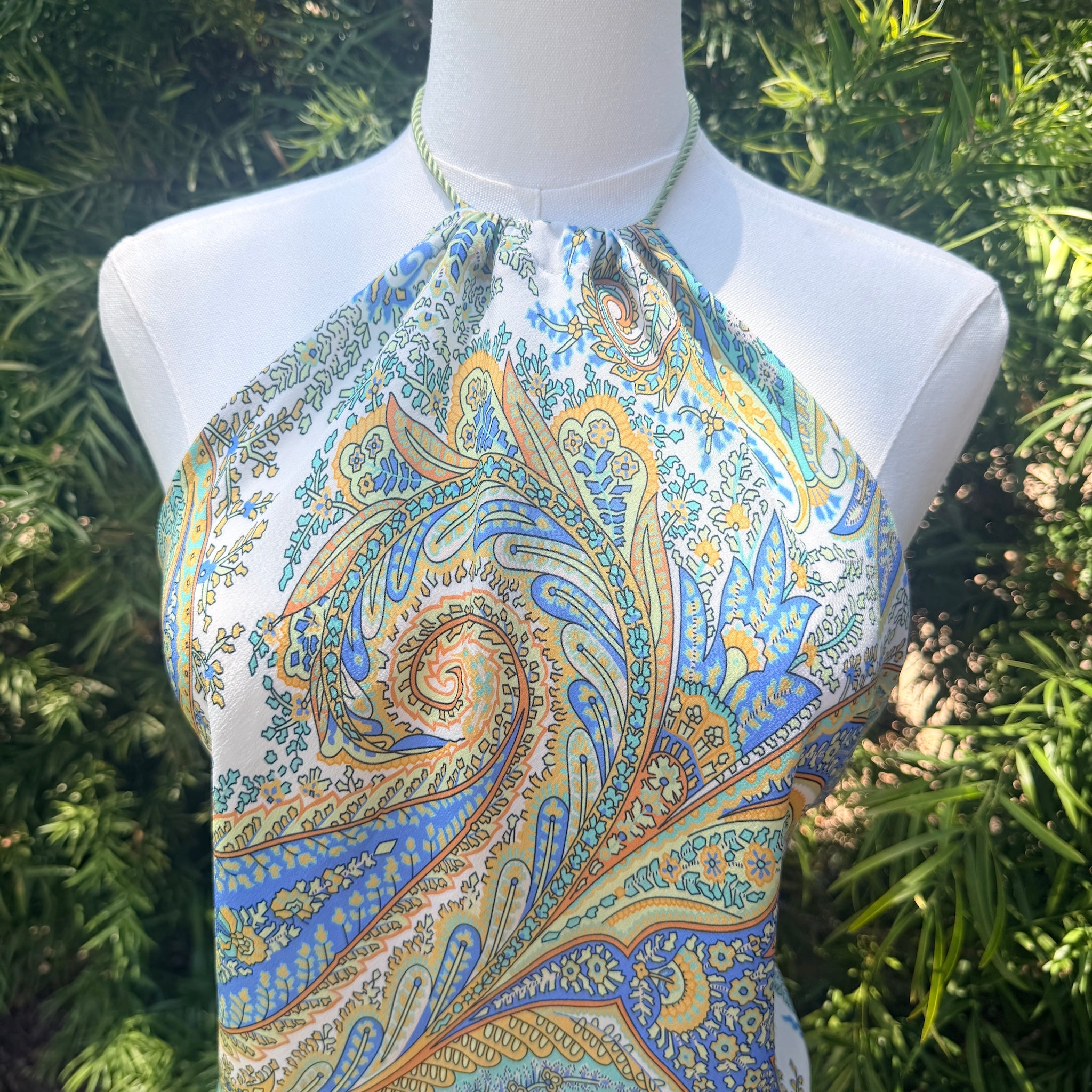 Scarf Top in Coastal Paisley Silk Crepe de Chine