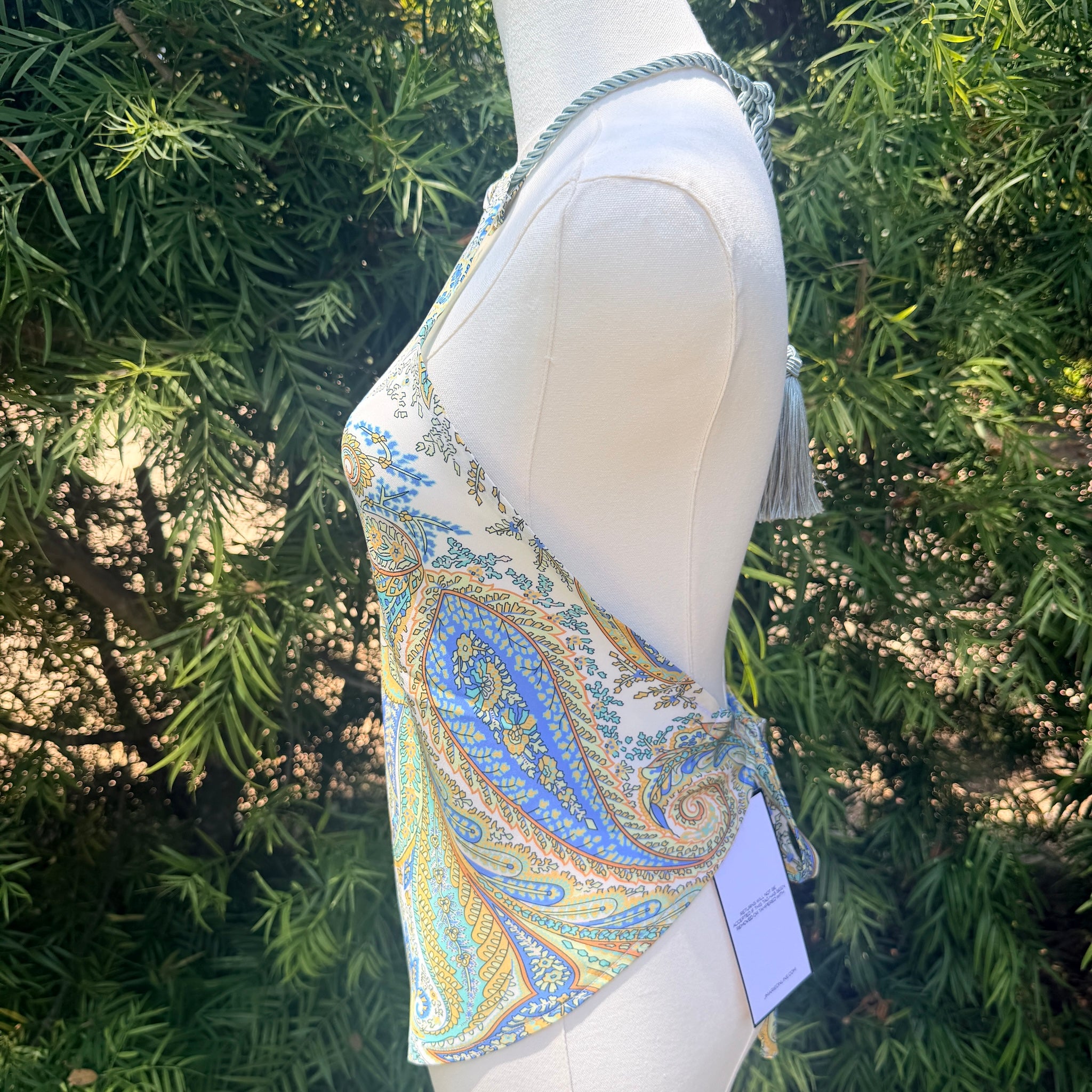 Scarf Top in Coastal Paisley Double Crepe Silk