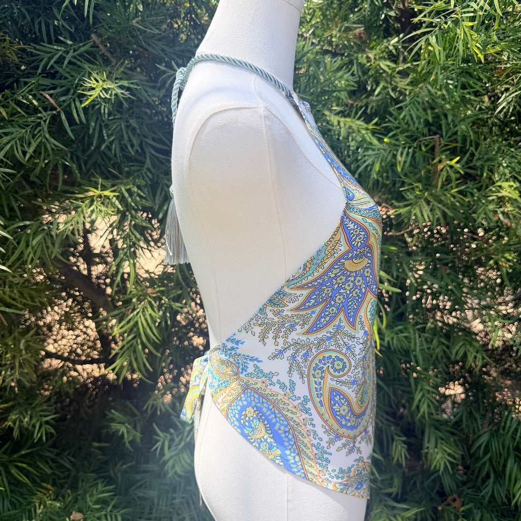 Scarf Top in Coastal Paisley Double Crepe Silk