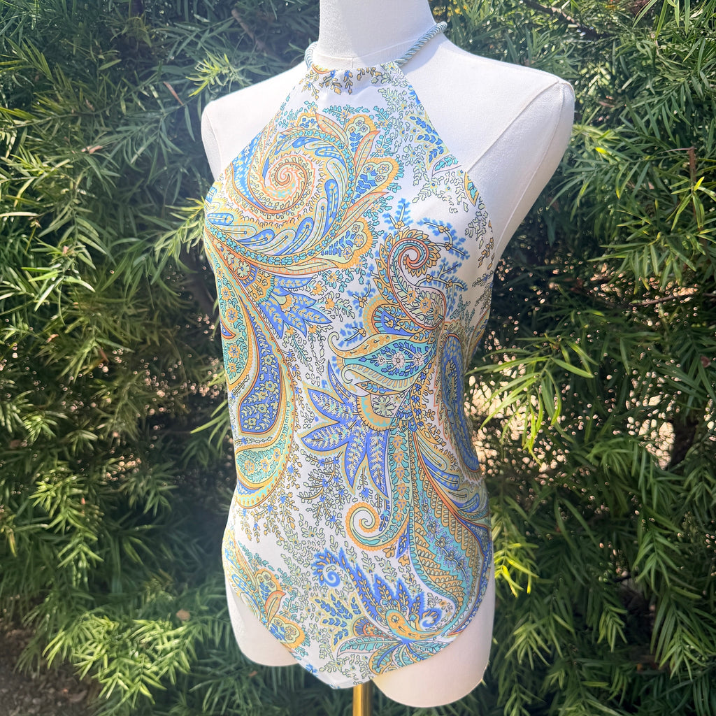 Scarf Top in Coastal Paisley Double Crepe Silk