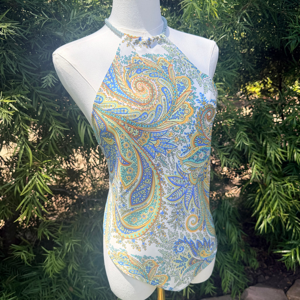 Scarf Top in Coastal Paisley Double Crepe Silk