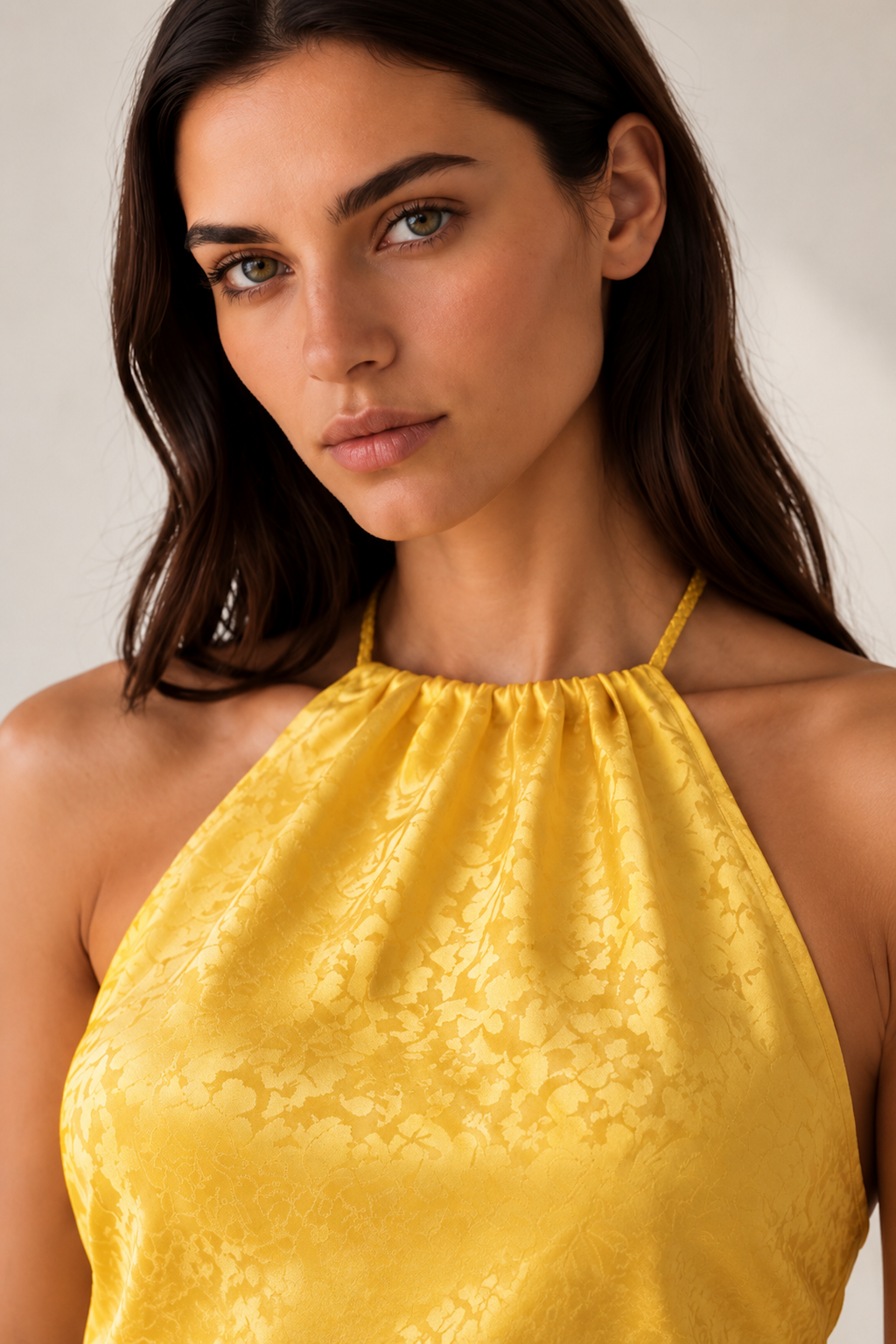 Scarf Top in Yellow Mulberry Silk