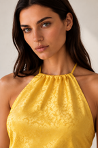 Scarf Top in Yellow Mulberry Silk
